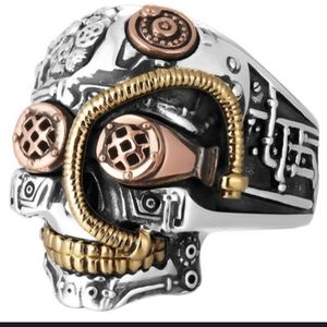 2XHP!! NWT Heavy Punk Robot Cyborg Gears Ring 8!